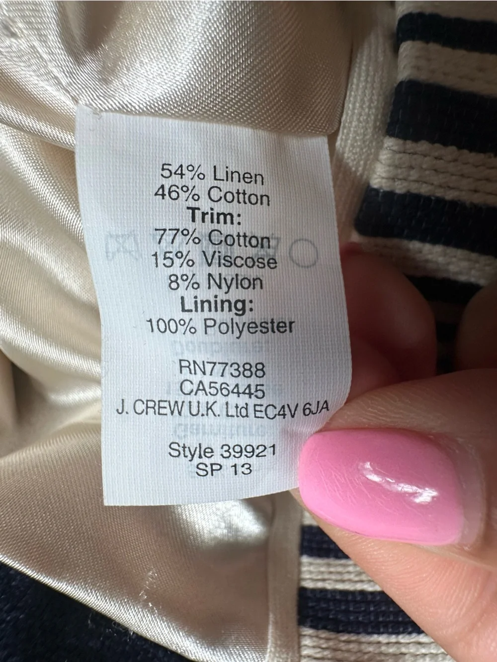 J.Crew Navy Stripped Schoolboy Linen Cotton  Blazer Size 12